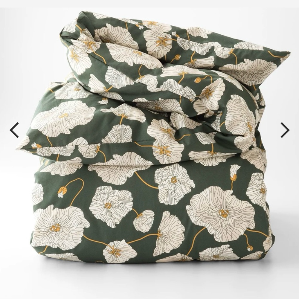 School House Blooming Field Duvet Cover Green